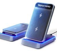 Tigratigro Chargeur Sans Fil 15w - Induction Stand - Support De Charge Rapide Qi Pliable, Compatible Iphone 12-16/Samsung Galaxy - Design Élégant (Noir)