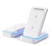 Tigratigro Chargeur sans Fil 15W - Induction Stand - Support de Charge Rapide Qi Pliable, Compatible iPhone 12-16/Samsung Galaxy - Design Élégant Argent