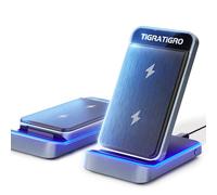 Tigratigro Chargeur sans Fil 15W - Induction Stand - Support de Charge Rapide Qi Pliable, Compatible iPhone 12-16/Samsung Galaxy - Design Élégant (Noir)