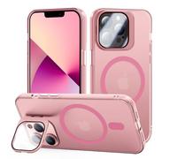 tigratigro Coque avec support, compatible avec iPhone 13 Pro Max, protection de caméra H9 en verre trempé, coque arrière translucide givrée, anti-traces de doigts, sensation de velours (Sakura Pink)