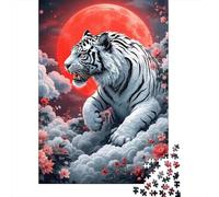 Tigre 1000 Morceaux Papier Écologique Casse-tête Amateurs Red Sun White Tigre Puzzle Facile Nettoyer Niveau Difficulté Équilibré Loisirs À La Maison 38x26cm/1000pcs