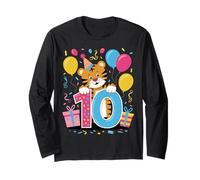 Tigre 10e anniversaire garçon fille 10 ans dixième dix tigre Manche Longue