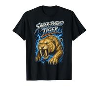 Tigre à Dents de Sabre rétro années 80-90 Rock Préhistorique Chat T-Shirt