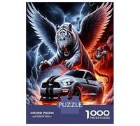 Tigre ailé Voiture 1000 Pièces Puzzle Classique Puissance Sauvage Ardente Pack Puzzle Voitureton Extra-épais - Anti-Stress Voyage, Noël Cadeau 12+, pour Adultes Et Enfants 52x38cm/1000pcs
