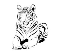 Tigre Animal sauvage Enfants Safari Afrique Jungle Stickers muraux en PVC 51x63.1cm Installation facile Noir