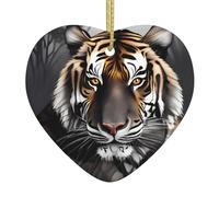 Tigre au repos en céramique en forme de cœur Décorations de sapin de Noël tendance et novatrices