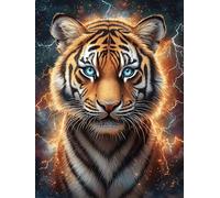 Tigre aux yeux de feu dans l'obscurité 300 Pièces Puzzle Adulte En Carton Rigide Sans Déformation Scène de conte de fées dessin animé Difficile Moyenne Décoration Murale Loisir Créatif Idée Cadeau Ann