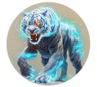 Tigre Blanc 1000 Piece Puzzle Rond, pour Enfants Adult De Forme Irrégulière, Unique Jigsaw pour La Famille Amis 12 Ans De Qualité Supérieure 1000pcs (67.5x67.5cm)