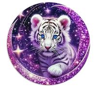 Tigre Blanc 1000 Piece Puzzle Rond, pour Enfants Adult Jouets De Anti Stress Décoration pour Enfants Cadeau 12 Ans De Qualité Supérieure 1000pcs (67.5x67.5cm)