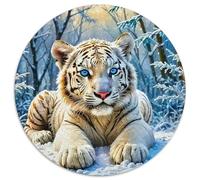 Tigre Blanc 1000 Piece Thème Animal Puzzle Rond, pour Enfants Adulte Éduchatif Décoration pour Enfants Cadeau De Qualité Supérieure 1000pcs (67.5x67.5cm)