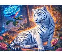 Tigre Blanc 1000 Pièces Puzzle Famille en Carton Haute Densité Créatures cosmiques Magiques Difficulté Moyenne Activité Familiale Anti-Stress Loisir Créatif Jeu De Société Premium 1000 PCS/75x50cm
