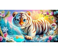 Tigre Blanc 1000 pièces Puzzle pour Toute la Famille Cadeau pour Femmes et Hommes Papier recyclé Défi de Jeu éducatif Jeu Stimulant 38x52cm/1000pcs