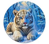 Tigre Blanc 1000 Pièces Tigre Blanc Puzzle Circulaire Qualité Supérieure De l'art De La Décoration Moderne Adultes Enfants 1000pcs (67.5x67.5cm)