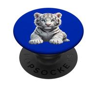 Tigre Blanc, Animaux félins PopSockets PopGrip Adhésif
