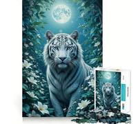 Tigre Blanc au Clair de Lune Puzzle de 1000 pièces Jeu créatif et Stimulant Emboîtement Parfait Pas de pièces détachées Activité de Partage et de complicité avec Les Proches (38x52cm)