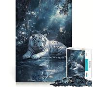Tigre Blanc dans la forêt Puzzle 1000 pièces pour Adultes Jeu de logique Découpe de précision Bords Lisses pour Les réunions de Famille (38x26cm)