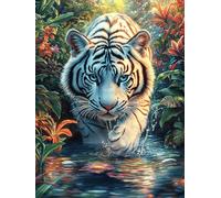 Tigre Blanc dans Le Jardin de Cascade 1000 Pieces Casse-tête Adolescent en Carton Rigide Mythes Animal Plante Difficulté Moyenne Activité Éducative Cadeau Fête des Mères Haute Qualité Premium 100