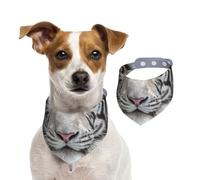 Tigre Blanc d'hiver,Bandanas pour Chien, écharpe en Coton, Bavoirs réglables pour Animaux de Compagnie,S