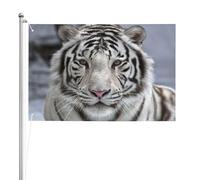 Tigre blanc d'hiver,Drapeau de jardin, bannière décorative, drapeau double face, 2 x 3 pieds, pour extérieur et intérieur