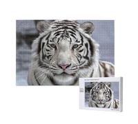 Tigre Blanc d'hiver,Puzzle Familial en Bois de 1 000 pièces pour Adultes et Adolescents, décoration d'intérieur