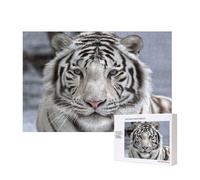Tigre Blanc d'hiver,Puzzle Familial en Bois de 300 pièces pour Adultes et Adolescents, décoration d'intérieur