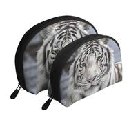 Tigre Blanc d'hiver, Trousse de Maquillage Coquille Femme Petit Porte-Monnaie Trousse de Toilette Trousse à cosmétiques 2 pièces