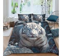 Tigre blanc Housse De Couette,Convient Pour Enfants Filles Adultes,Confortable Et Facile À Entretenir Thème animaux sauvages Parure,3 Pièces Microfibre Duvet Cover,aie D'oreiller Drap Grand(220x240cm)