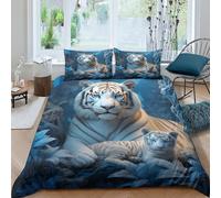 Tigre blanc Luxury 3 Pièces Parure De Lit Avec Thème animaux sauvages Housse De Couette-Doux-Respirant-en Microfibre-avec Taies D'oreiller-pour Fille Garçons Et Enfant Adultes Double(200x200cm)