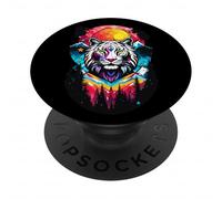 Tigre Blanc, Montagnes Bleues, Bois et Ensemble de Soleil PopSockets PopGrip Adhésif