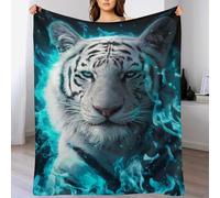Tigre Blanc Plaid Couverture Polaire, Couverture en Peluche en Toute Saison Légère Chaude Super Douce Moelleuse pour Lit Et Canapé-lit （180×200cm）