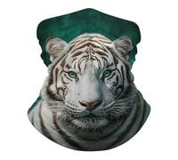 Tigre Blanc Puissant sur Fond Émeraude Sombre Cache-Col Étanche À La Poussière Headwrap Unisexe Bandeau pour Sports Randonnée Multifonctionnel Cache-Cou