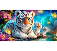 Tigre Blanc Puzzle 1000 pièces Papier recyclé Extremement Difficile Jeu éducatif détente pour Adultes 38x26cm/1000pcs