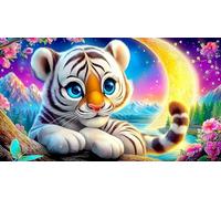 Tigre Blanc Puzzle de 1000 pièces pour Enfants de 12 Ans Jeux stimulants et cérébraux Décoration 75x50cm/1000pcs