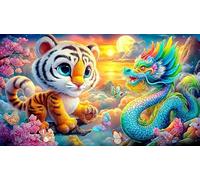 Tigre Blanc Puzzle pour Adultes 1000 pièces Jeu de Puzzle Jeu Stimulant pour décoration Murale et Cadeaux Idée Cadeau Parfaite 38x52cm/1000pcs