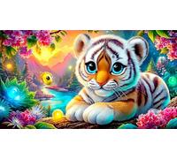 Tigre Blanc Puzzle pour Adultes 1000 pièces Jeu éducatif détente Cadeau Amusant & Activité Maison pour Adultes et Enfants de 12+ Ans 38x52cm/1000pcs