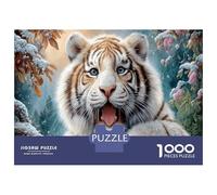 Tigre Blanc Puzzles 1000 Pièces Branche saupoudrée de Neige pour Couples Anti-Stress Divertissement Familial Cadeau De Noël 70x50cm/1000pcs