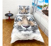 Tigre Blanc Set 2pezzi Lit Simple Housse de Couette 140x200cm, Linge Garçons