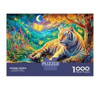 Tigre Blanc sous Le Croissant de Lune Puzzle De 1000 Pièces Le Roi forêt Carton Recyclé Premium, Cadeau pour Toutes Les Âges 52x38cm/1000pcs