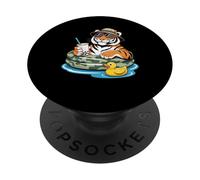 Tigre Boba Perle Thé au Lait Tigres PopSockets PopGrip Adhésif