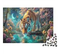 Tigre Boire par Moonlit Pond Puzzle pour Adultes 1000 Pièces, Faune Sauvage Défi Éducatif, Idéal en Cadeau Et Décoration 70x50cm/1000pcs