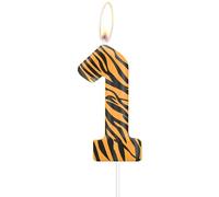 Tigre Bougies 1er d'anniversaire pour gâteau,1er décorations d'anniversaire de filles garçons,rayures noires jaunes bougies,décorations de fête à thème animal de la jungle pour l'anniversaire