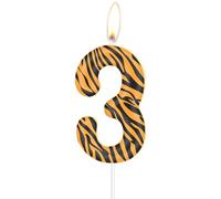 Tigre Bougies 3e d'anniversaire pour gâteau,3e décorations d'anniversaire de filles garçons,rayures noires jaunes bougies,décorations de fête à thème animal de la jungle pour l'anniversaire