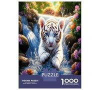 Tigre Cascade 1000 Pièces Puzzle Classique Majesté Sauvage Vivante Pack Puzzle Carton Extra-épais - Collectionneurs’ Favorite, Détente Mentale, Pause Bureau Voyage Et Fêtes 70x50cm/1000pcs