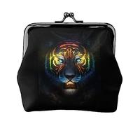 Tigre coloré Change Purse Coin Purse Kiss Lock Wallet for Womens Wallet Card Holder Buckle Purse Cute Small PU Leather Pocket Wallet for Women Ladies Clutch Purse Elephant in The Jungle