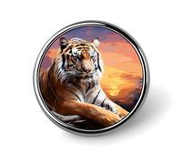 Tigre coloré coucher de soleil nouveauté pin's épinglette broche badge cravate bijoux décor pour chapeaux vestes chemises