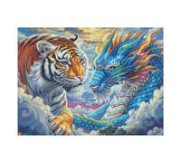 Tigre Contre Dragon 500 Pieces Casse-tête Adulte en Carton Haute Densité Difficile Motif Complexe Décoration Murale Anti-Stress Idée Cadeau Anniversaire 500 PCS/52×38cm