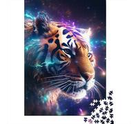 Tigre Cosmique Puzzle 1000 Pièces Papier pour Adultes Art Galaxie Éclatant Concentration Décoration Maison Détente Cadeau 52x38cm/1000pcs