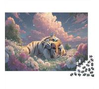 Tigre couché dans Daisy Field Jigsaw - 1000 Pièces Jeux Éducatifs, Faune Sauvage Décoration De Maison, Puzzle Défi pour Adultes Idéal en Cadeau 70x50cm/1000pcs