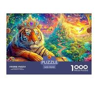 Tigre couronné par Un trésor de Pierres précieuses, scène de Conte de fées Puzzle De 1000 Pièces Tiger Cadeau Parfait pour Garçons, Filles, Hommes Et Femmes 70x50cm/1000pcs