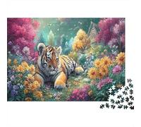 Tigre Cub dans Le Jardin du Tournesol Puzzle Défiant 1000 Pièces pour Adultes, Jeux Éducatifs, Faune Sauvage Cadeau Pratique Et Décoration Maison 70x50cm/1000pcs